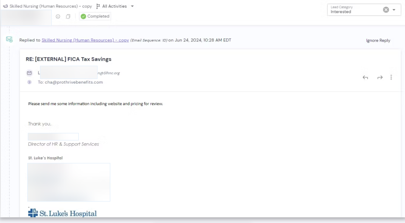 Thrive Benefits outbound platform dashboard